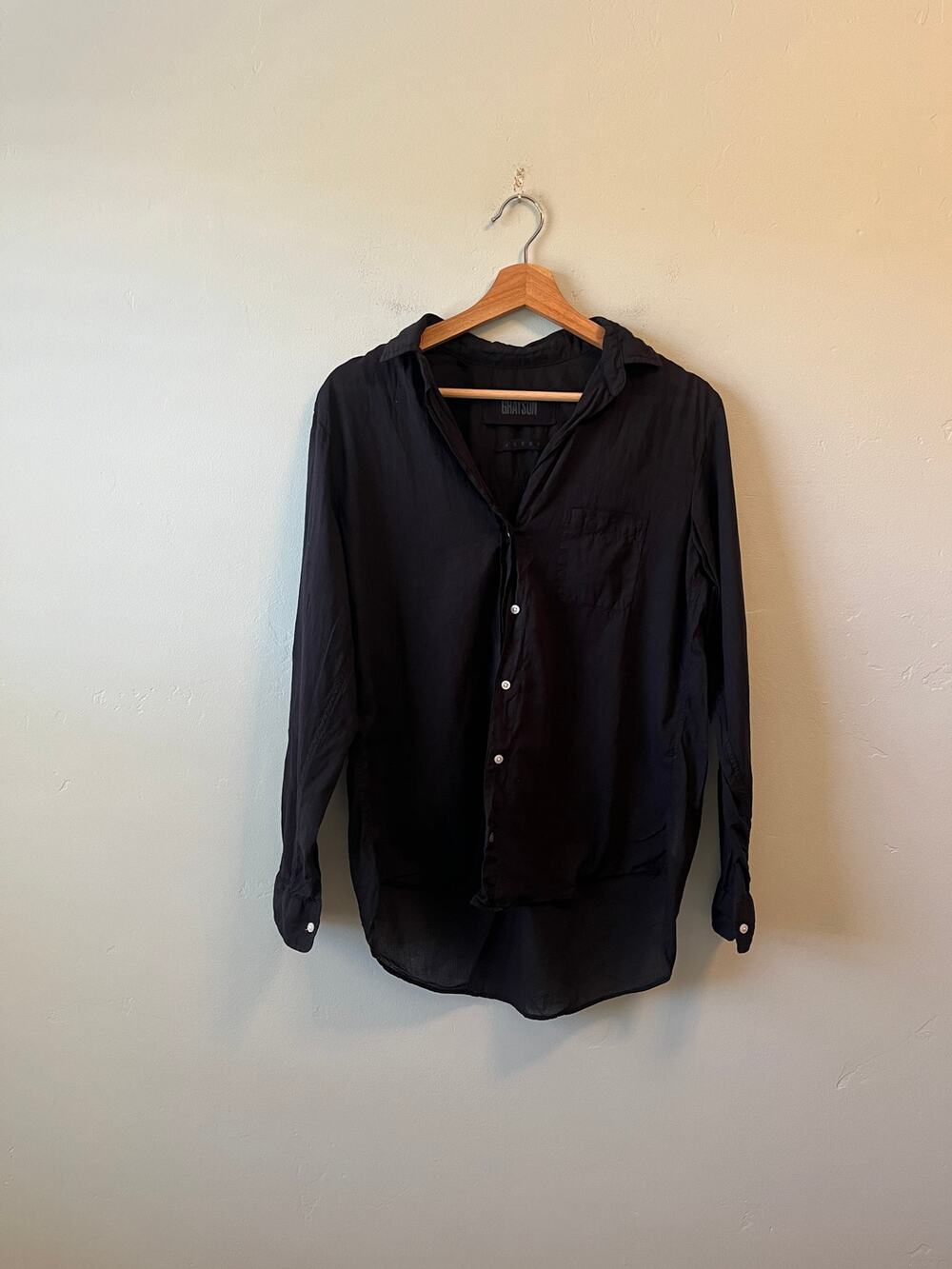 Grayson The Hero Black Lightweight Button-Up Blouse